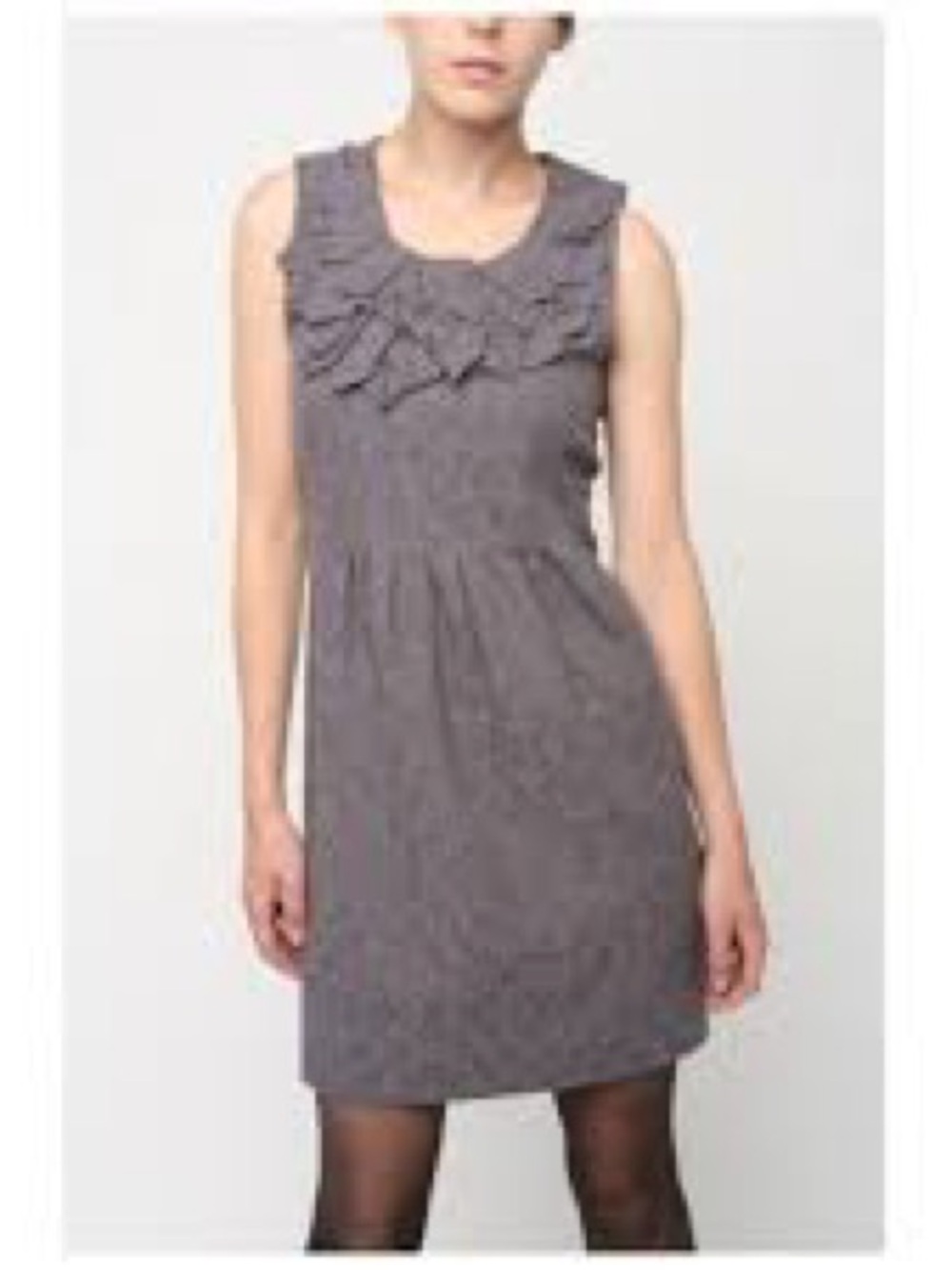 Kimchi Blue Jacquard Ruffle Neck Shift Dress Purple Gray Size M